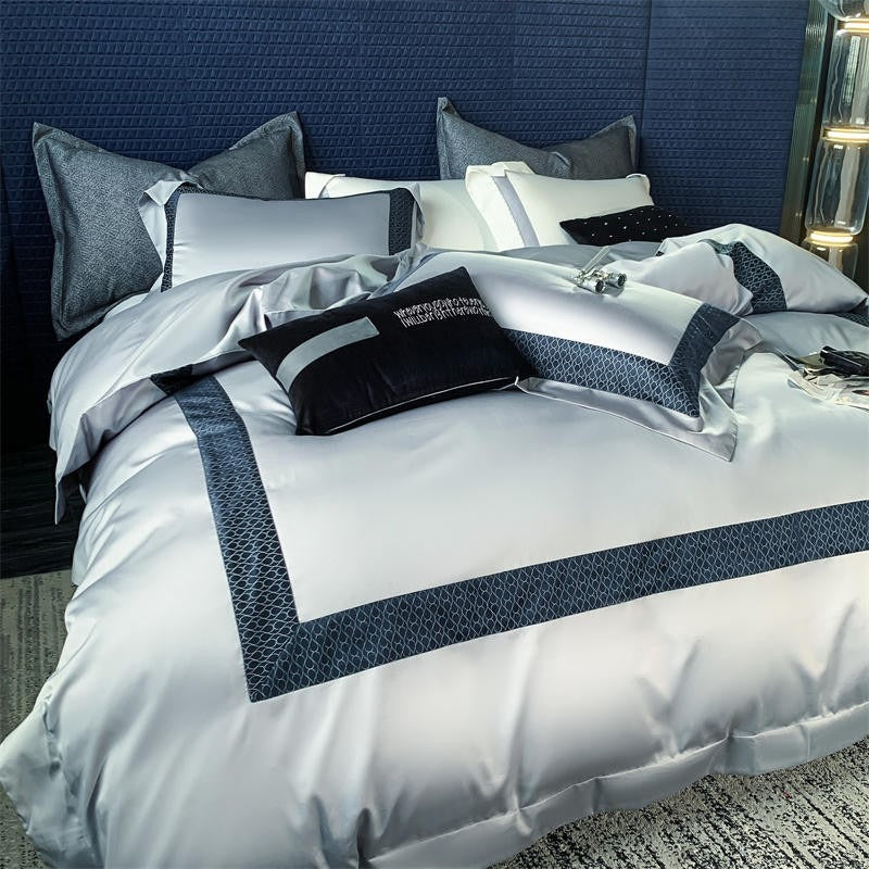 Sablier Silver Luxury Egyptian Cotton Duvet Cover Set Duvet Cover Set - Venetto Design Venettodesign.com