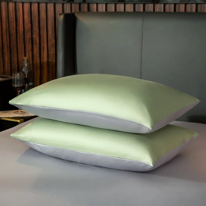 Shemir Light Green Silver Reversible Egyptian Cotton Duvet Cover Set Duvet Cover Set - Venetto Design Venettodesign.com
