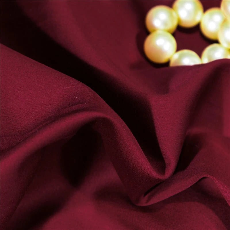 Anahi Red Embroidered Motif Border Egyptian Cotton Duvet Cover Set Duvet Cover Set - Venetto Design Venettodesign.com