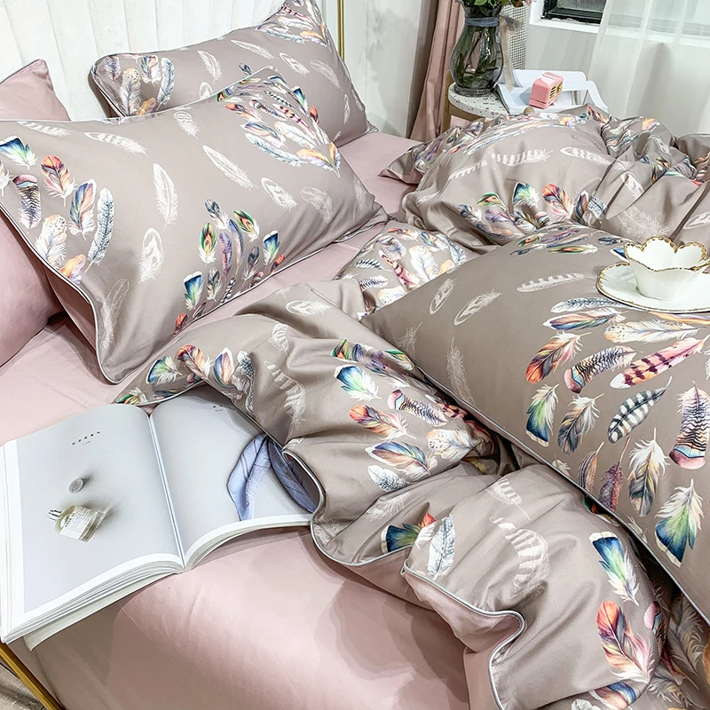 Amelia Leaf Floral Egyptian Cotton Duvet Cover Set Duvet Cover Set - Venetto Design Venettodesign.com