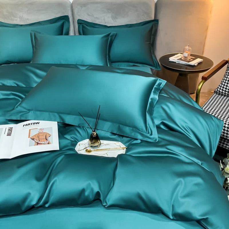Neo Green Silky Cotton Duvet Cover Set Duvet Cover Set - Venetto Design Venettodesign.com