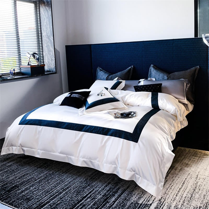 Sablier White Luxury Egyptian Cotton Duvet Cover Set Duvet Cover Set - Venetto Design Venettodesign.com