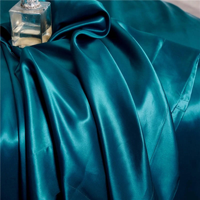 Eloise Aqua Marine Luxury Pure Mulberry Silk Bedding Set Duvet Cover Set - Venetto Design Venettodesign.com