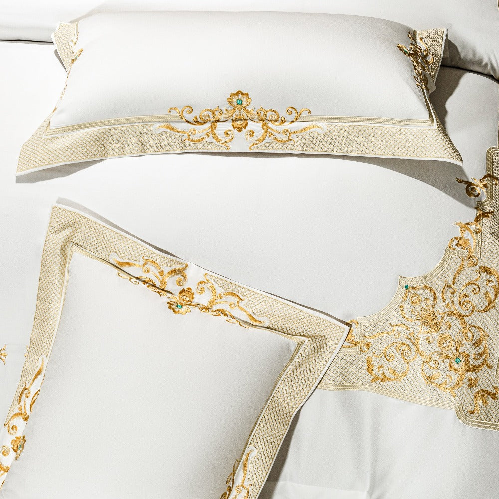 Cleopatra White Luxury Egyptian Cotton Duvet Cover Set Duvet Cover Set - Venetto Design Venettodesign.com