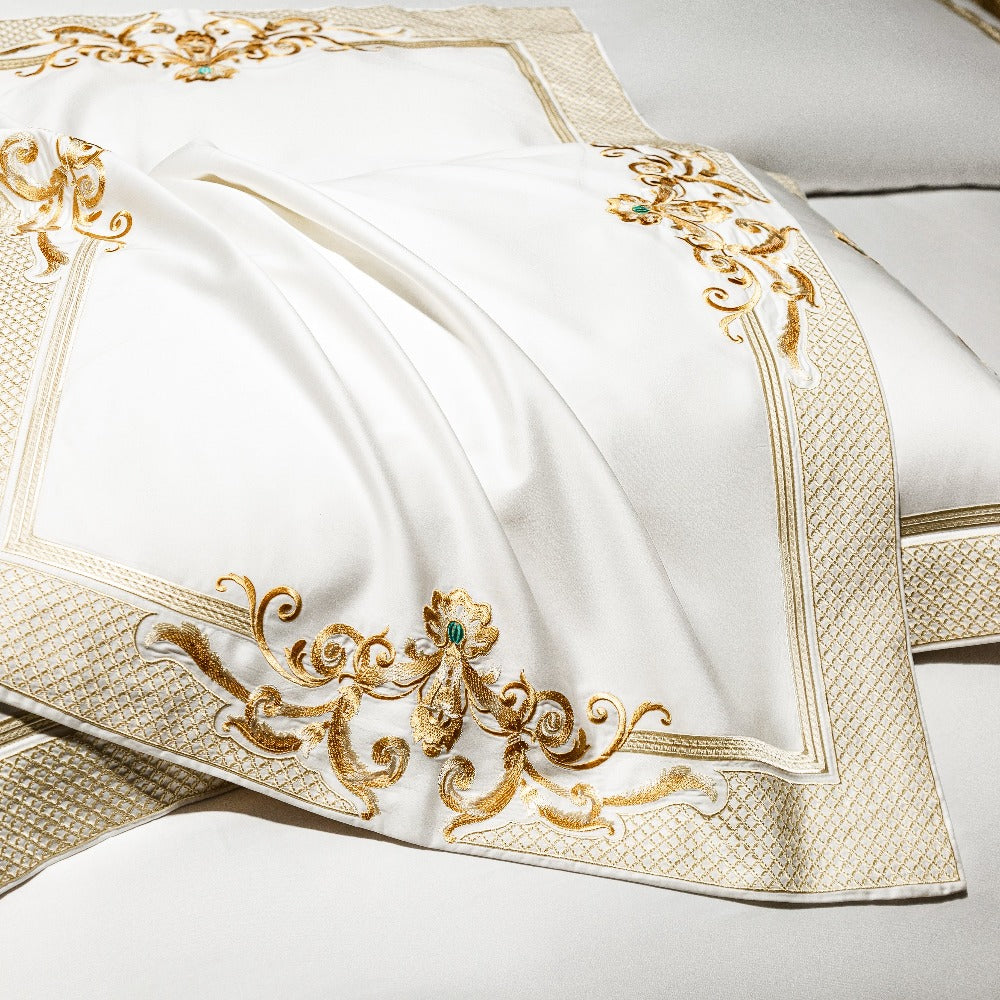 Cleopatra White Luxury Egyptian Cotton Duvet Cover Set Duvet Cover Set - Venetto Design Venettodesign.com