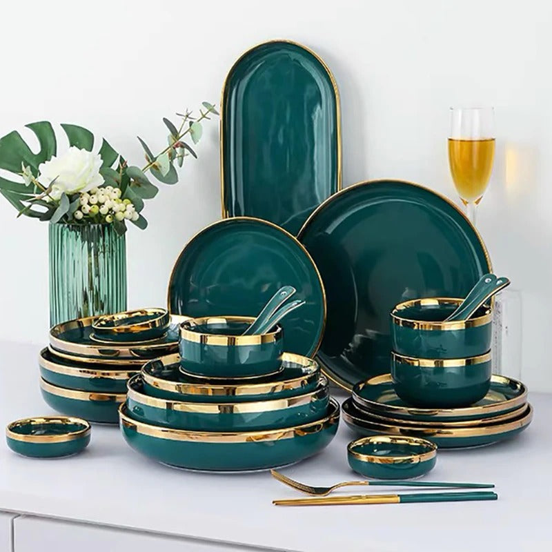 Verde Emerald Green Luxury Dinnerware Set Plate - Venetto Design Venettodesign.com
