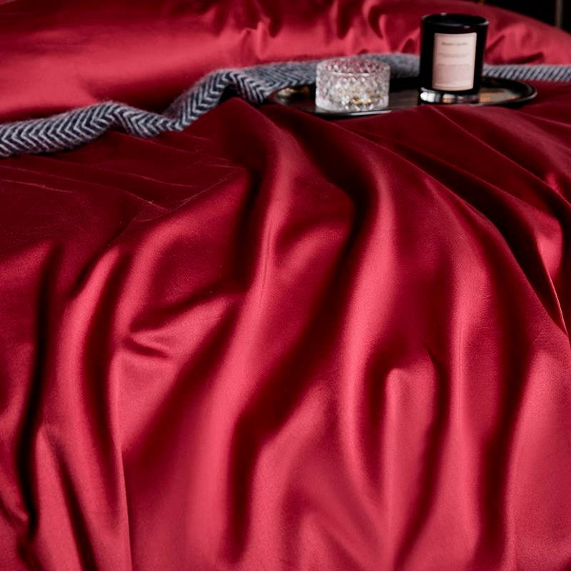 Leila Red Embroidered Edge Egyptian Cotton Duvet Cover Set Duvet Cover Set - Venetto Design Venettodesign.com