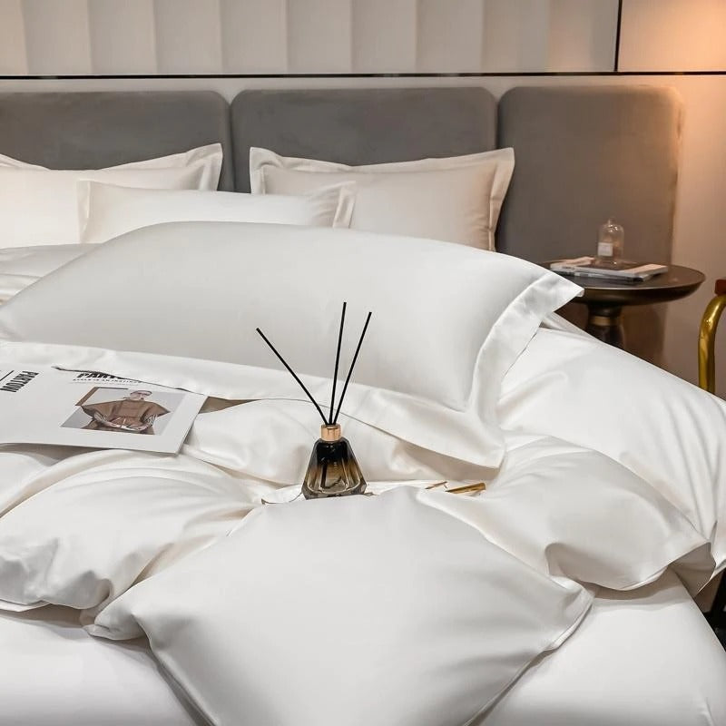 Neo White Silky Cotton Duvet Cover Set Duvet Cover Set - Venetto Design Venettodesign.com