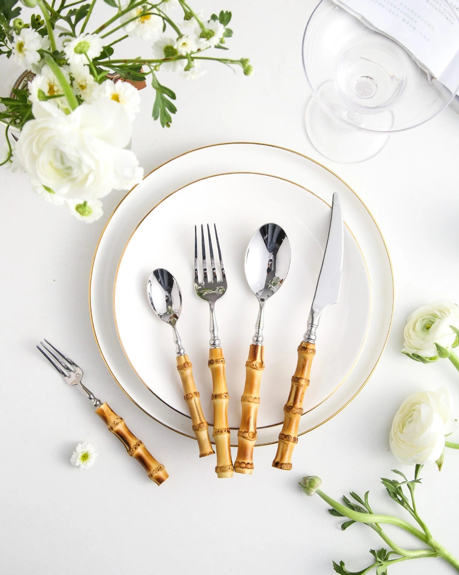 Arashiyama Natural Bamboo Stainless Steel Cutlery Set Cutlery - Venetto Design Venettodesign.com