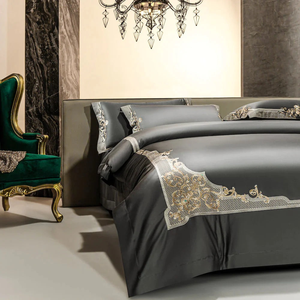 Cleopatra Grey Luxury Egyptian Cotton Bedding Set