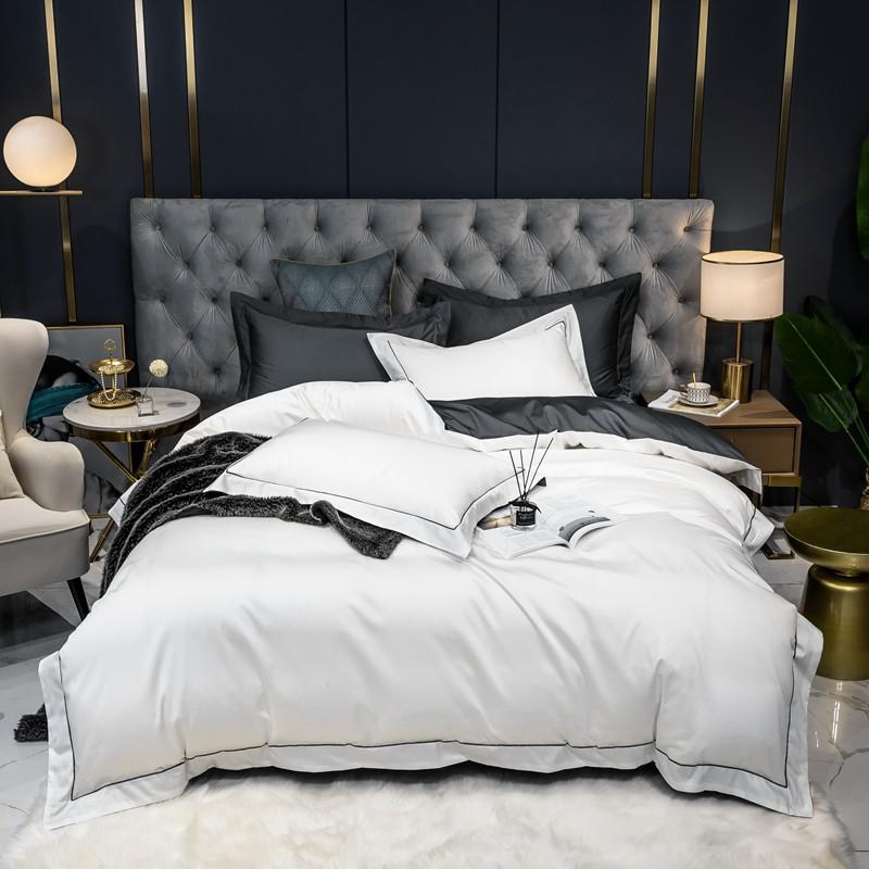 Wendy Solid Egyptian Cotton Duvet Cover Set Duvet Cover Set - Venetto Design Color 1 / Queen size 4Pcs / Flat Bed Sheet Venettodesign.com