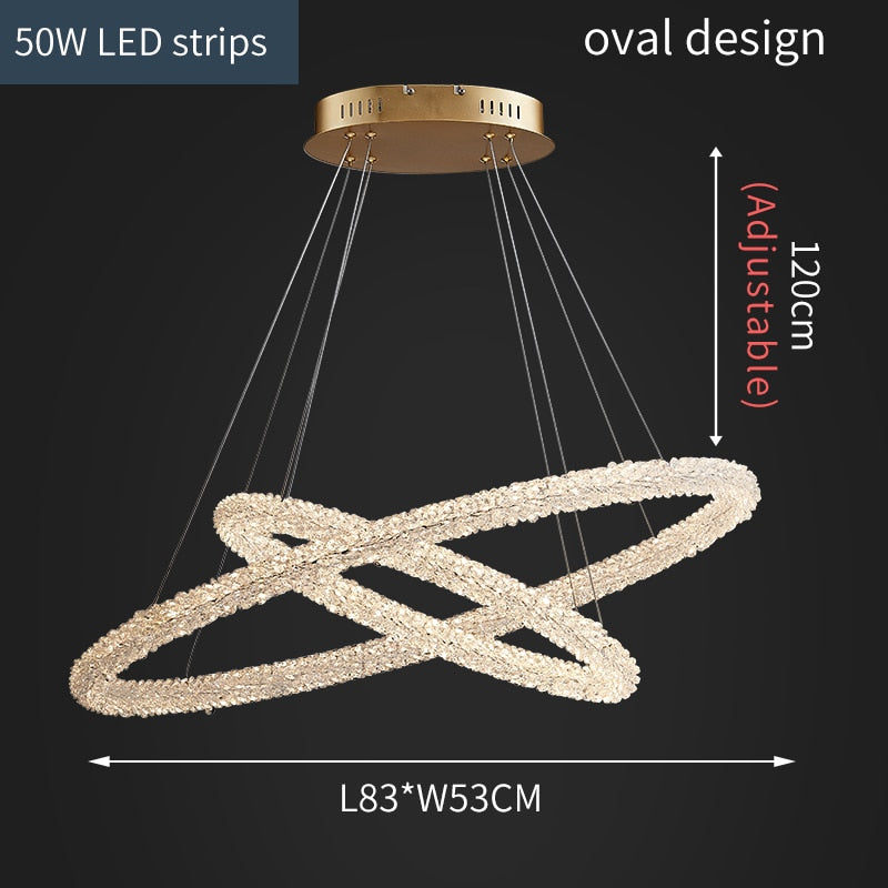 Jillian Sculptural LED Three Tier Crystal Chandelier Chandelier - Venetto Design Oval L83xW53cm / Cool light 6000K Venettodesign.com
