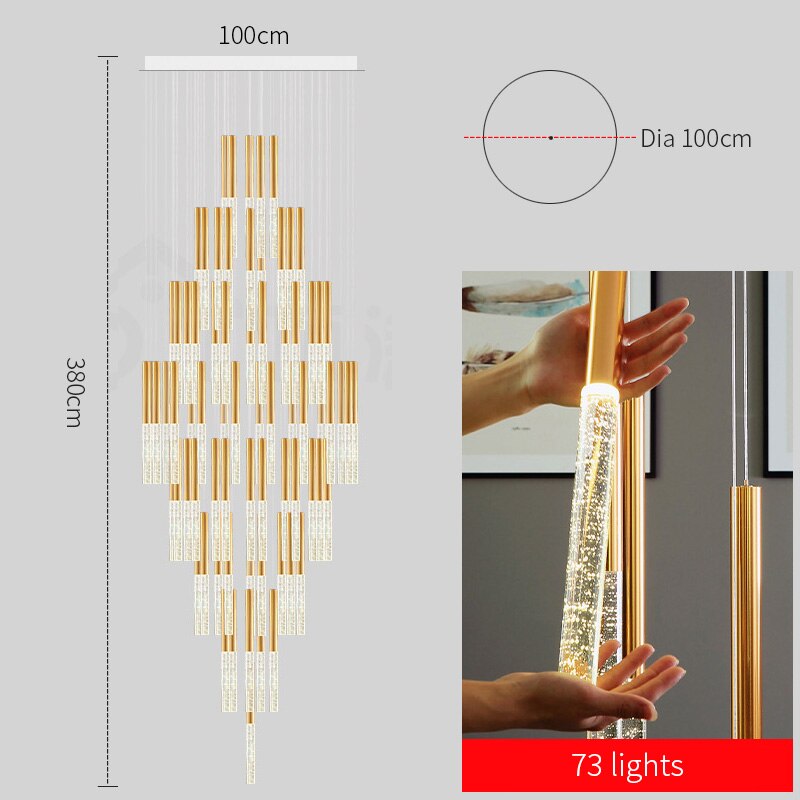 Mya Linear Copper And Crystal Strand Chandelier Chandelier - Venetto Design 73 lights / Warm light Venettodesign.com