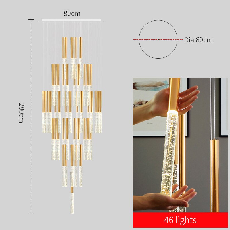 Mya Linear Copper And Crystal Strand Chandelier Chandelier - Venetto Design 46 lights / Warm light Venettodesign.com