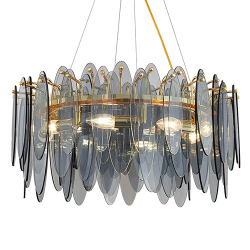 Leslie Frosted Textured Teardrop Glass Ring Chandelier Chandelier - Venetto Design Venettodesign.com