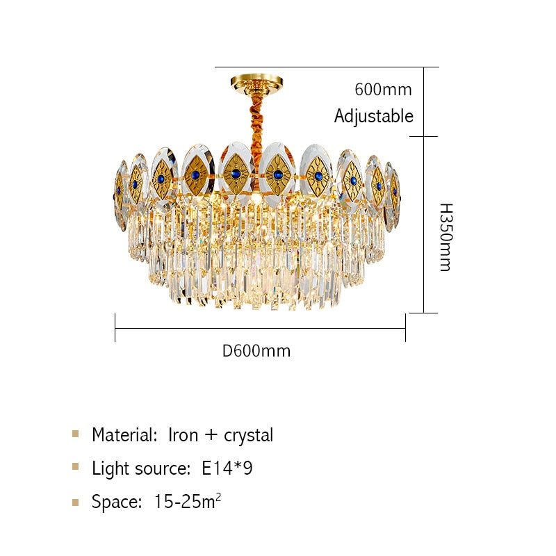 Eliana Oval Inlay Three-Tiered Crystal Chandelier Chandelier - Venetto Design Dia60cm H30cm / Warm light Venettodesign.com