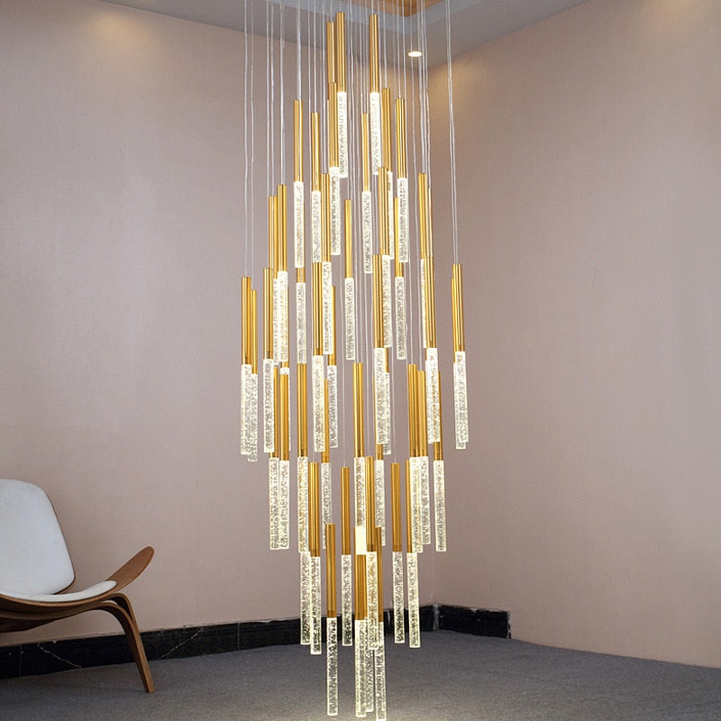 Mya Linear Copper And Crystal Strand Chandelier Chandelier - Venetto Design Venettodesign.com