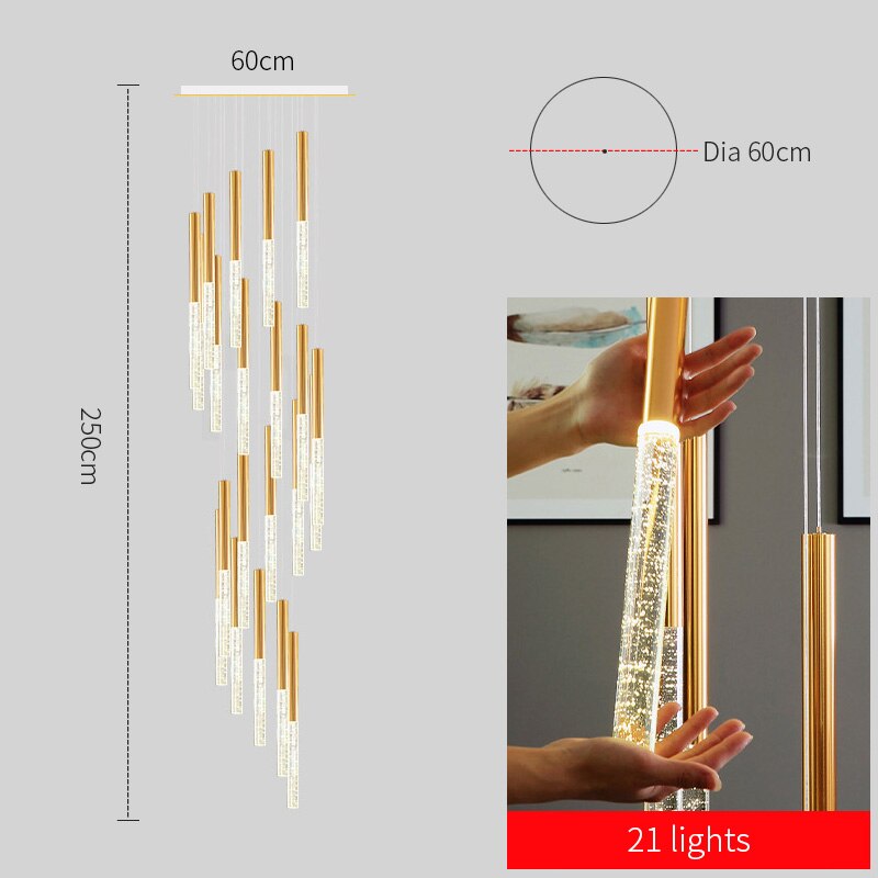 Mya Linear Copper And Crystal Strand Chandelier Chandelier - Venetto Design 21 lights / Warm light Venettodesign.com