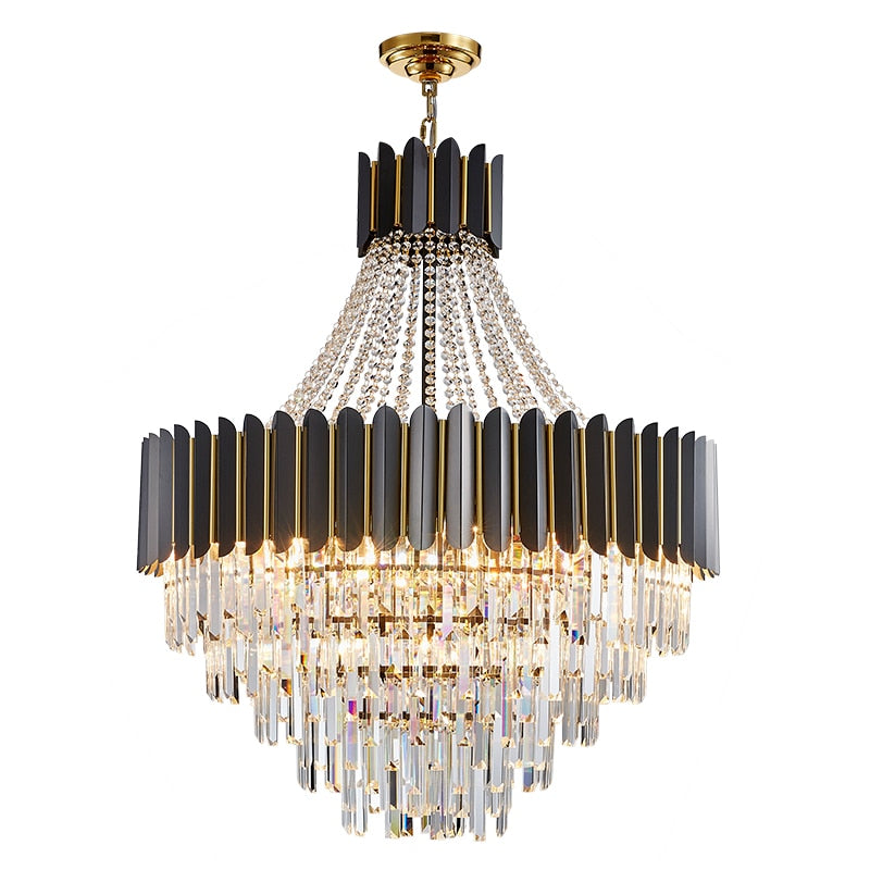 Logan Modern Stainless Steel Tiered Crystal Chandelier Chandelier - Venetto Design Venettodesign.com