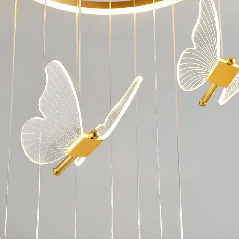 Jenna 3D-Butterfly Spiral Iron And Acrylic Chandelier Chandelier - Venetto Design Venettodesign.com
