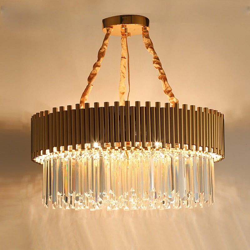 Rylee Gold Edged Beveled Crystal And Copper Ring Chandelier Chandelier - Venetto Design Venettodesign.com