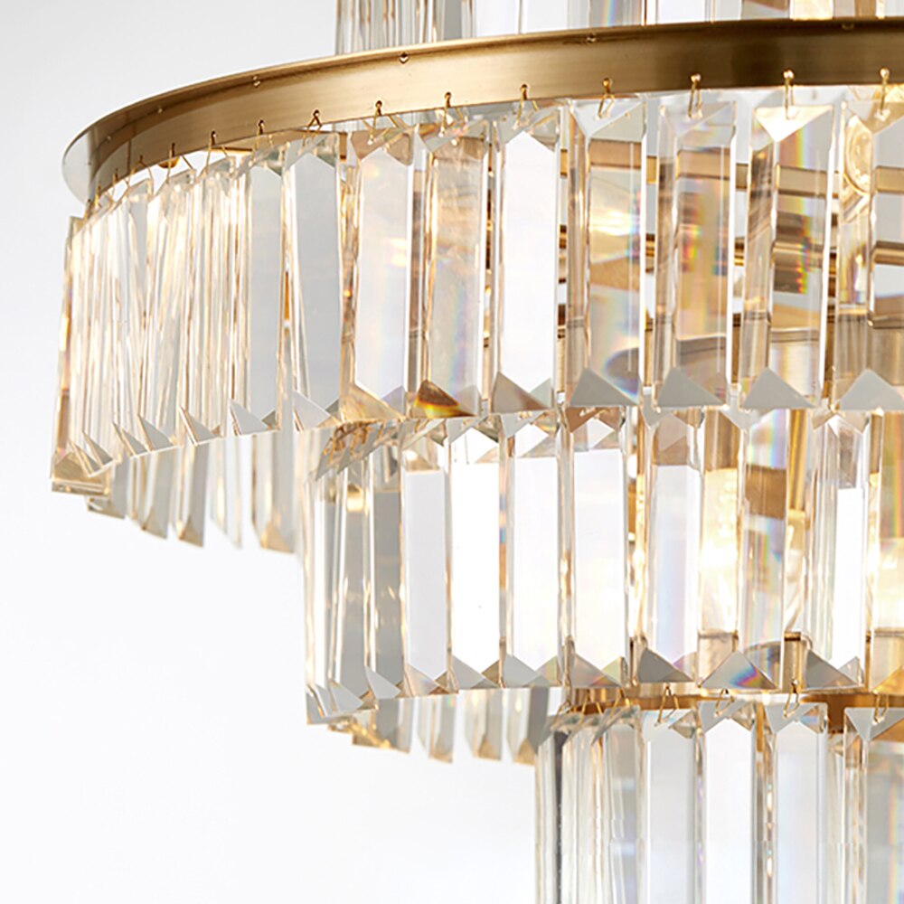 Elizebeth Layered Oversized Two-Tier Crystal Chandelier Chandelier - Venetto Design Venettodesign.com