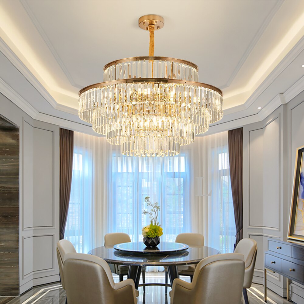Elizebeth Layered Oversized Two-Tier Crystal Chandelier Chandelier - Venetto Design Venettodesign.com