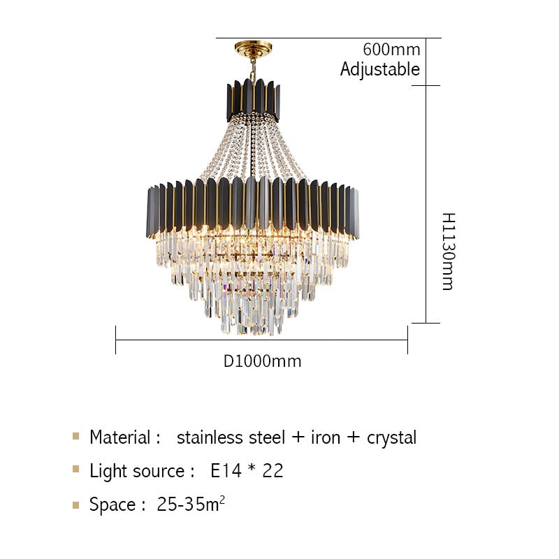 Logan Modern Stainless Steel Tiered Crystal Chandelier Chandelier - Venetto Design Dia100cm H113cm / Warm light Venettodesign.com