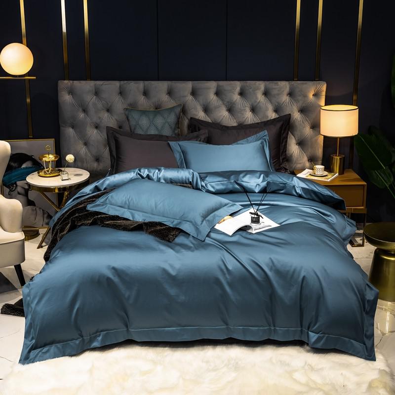 Wendy Solid Egyptian Cotton Duvet Cover Set Duvet Cover Set - Venetto Design Color 2 / Queen size 4Pcs / Flat Bed Sheet Venettodesign.com