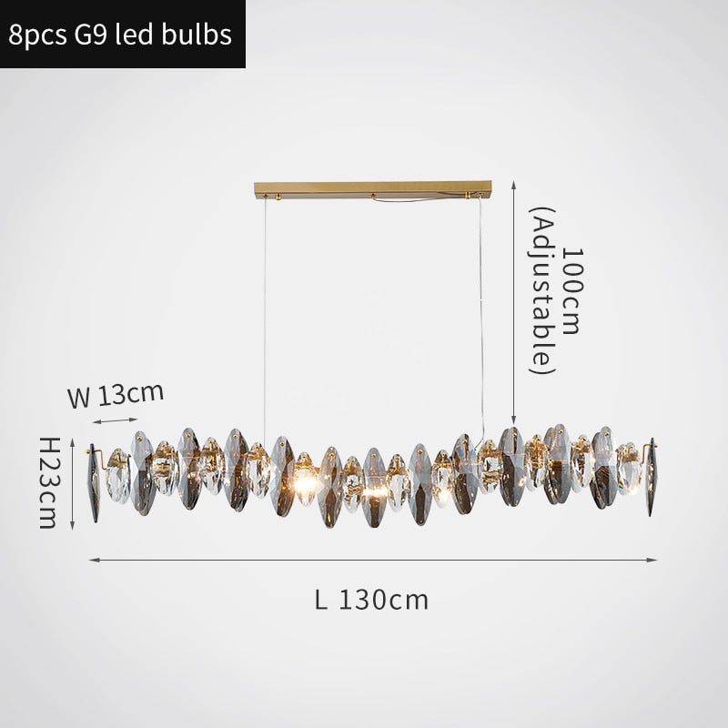 Zoey Oval Cut Smokey Crystal And Copper Bar Chandelier Chandelier - Venetto Design L130cm / Warm light(3000K) Venettodesign.com