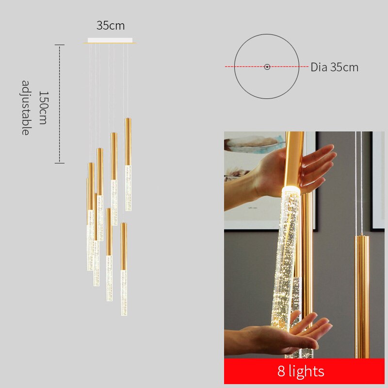 Mya Linear Copper And Crystal Strand Chandelier Chandelier - Venetto Design 8 lights / Warm light Venettodesign.com
