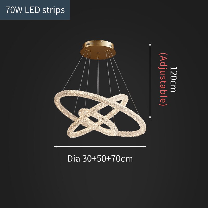 Jillian Sculptural LED Three Tier Crystal Chandelier Chandelier - Venetto Design Triple Round Dia30x50x70cm / Cool light 6000K Venettodesign.com