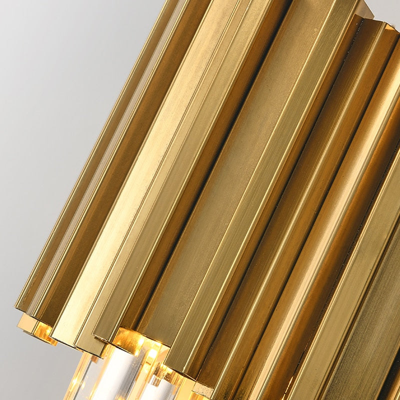 Adorjan Ridged Metal And Crystal Wall Lamp Wall Lamp - Venetto Design Venettodesign.com