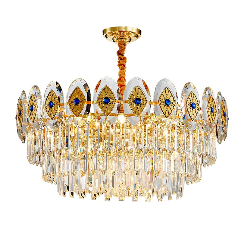 Eliana Oval Inlay Three-Tiered Crystal Chandelier Chandelier - Venetto Design Venettodesign.com