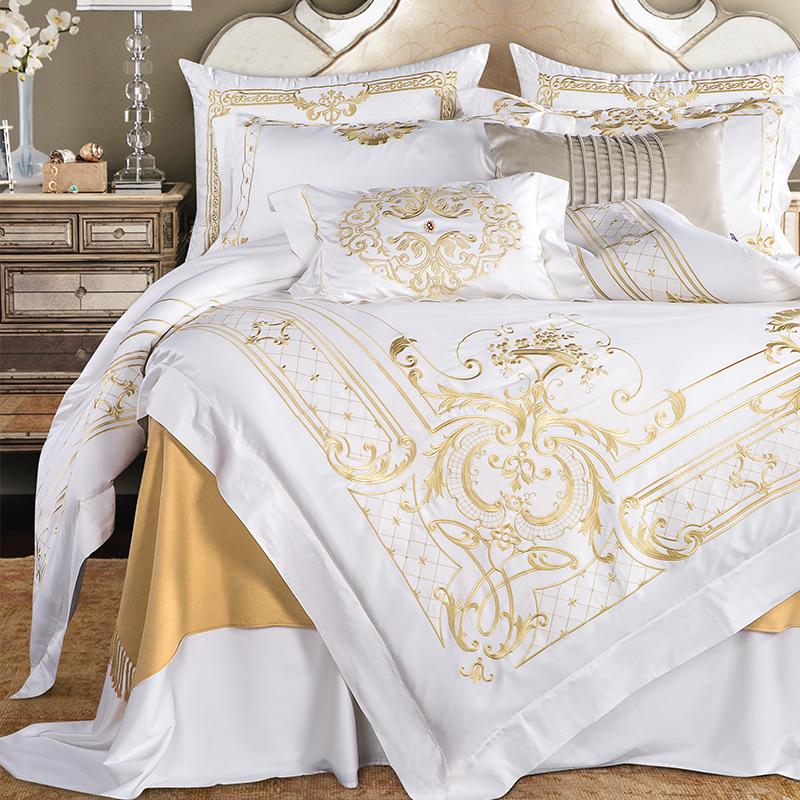 DeLuxxe White Egyptian Cotton Embroidery Duvet Cover Set Duvet Cover Set - Venetto Design Venettodesign.com