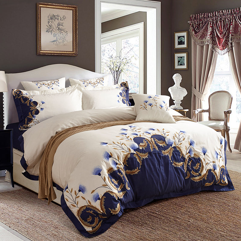 Zaydena Luxury Embroidered Egyptian Cotton Duvet Cover Set Duvet Cover Set - Venetto Design Venettodesign.com