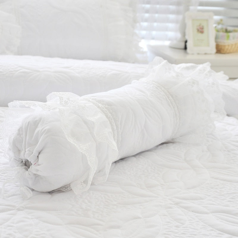 Amani Double-Layered Ruffled Cotton Lace Duvet Cover Set Duvet Cover Set - Venetto Design Venettodesign.com