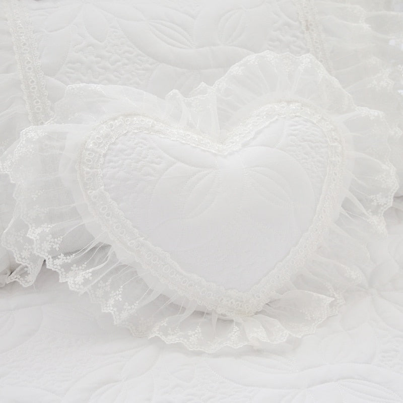 Amani Double-Layered Ruffled Cotton Lace Duvet Cover Set Duvet Cover Set - Venetto Design Venettodesign.com