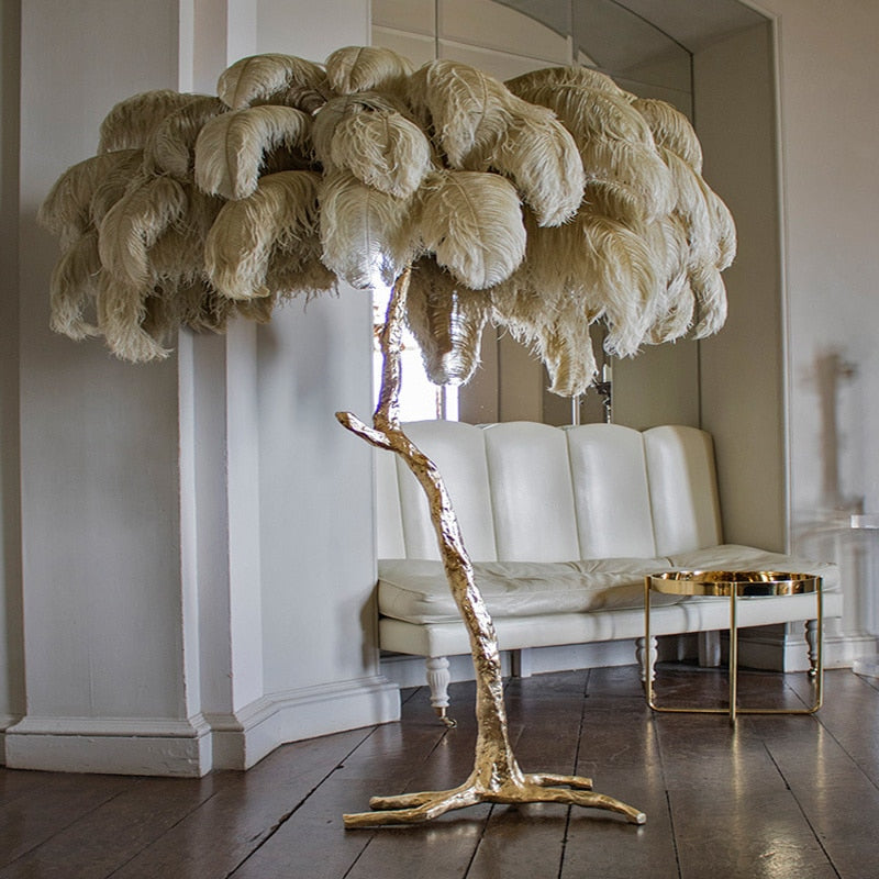 Palmera Luxury Feather Floor/Table Lamp Floor Lamp - Venetto Design Khaki / Floor Lamp Venettodesign.com