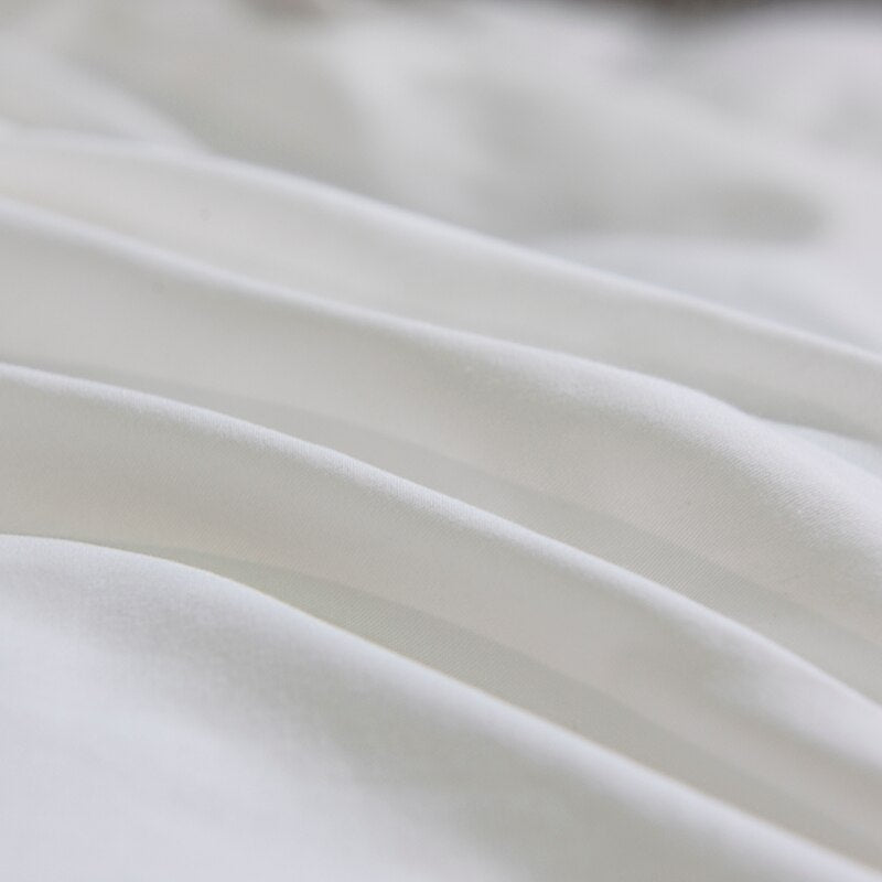 Mazeyna White Silver Silk Cotton Luxury Butterfly Duvet Cover set Duvet Cover Set - Venetto Design Venettodesign.com