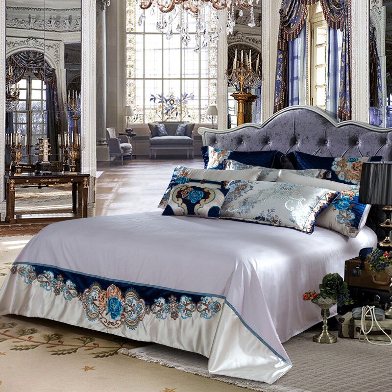 Kaleyra Silver Golden Silk Satin Cotton Duvet Cover Set Duvet Cover Set - Venetto Design Venettodesign.com