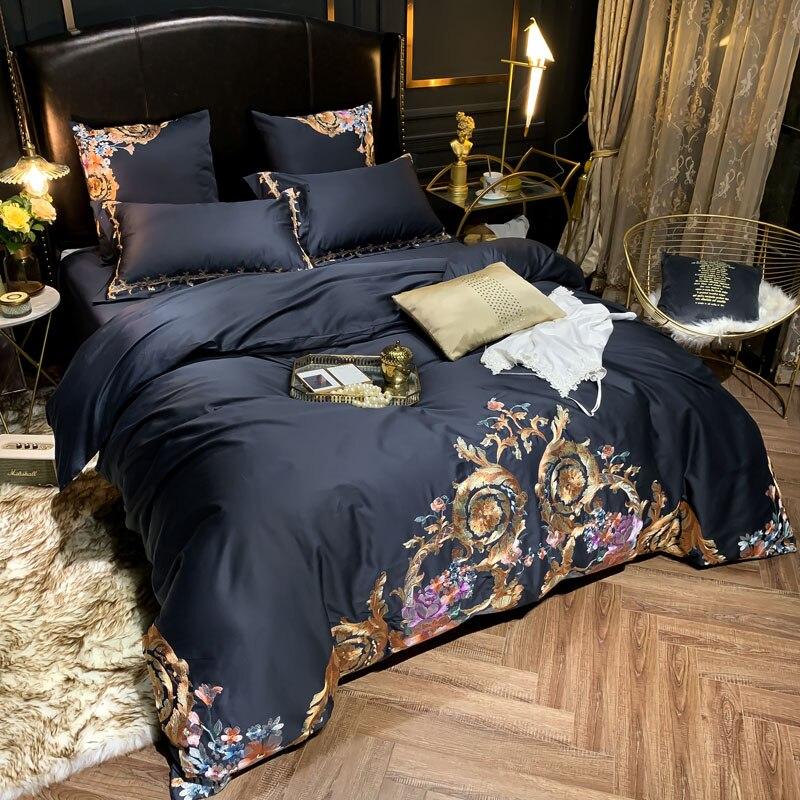 Leroux Egyptian Cotton Premium Embroidery Duvet Cover Set Duvet Cover Set - Venetto Design Venettodesign.com