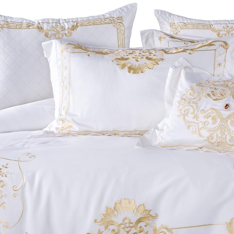 DeLuxxe White Egyptian Cotton Embroidery Duvet Cover Set Duvet Cover Set - Venetto Design Venettodesign.com