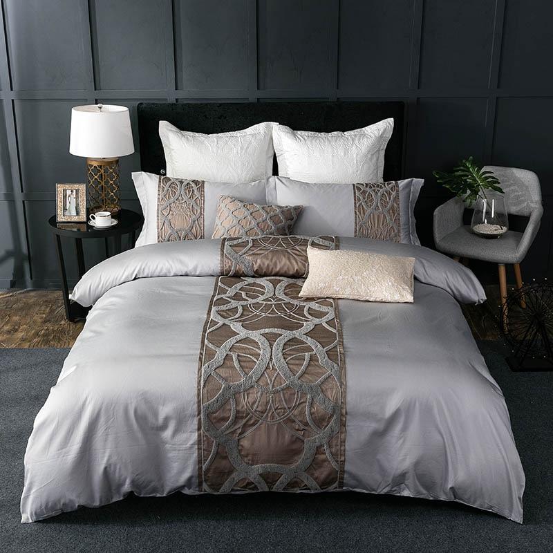 Tesoro Premium Egyptian Cotton Duvet Cover Set with Luxury Baroque Embroidery - Venetto Design Venettodesign.com