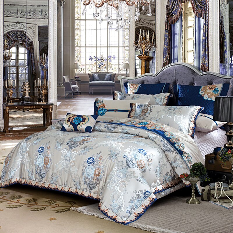 Kaleyra Silver Golden Silk Satin Cotton Duvet Cover Set Duvet Cover Set - Venetto Design Venettodesign.com