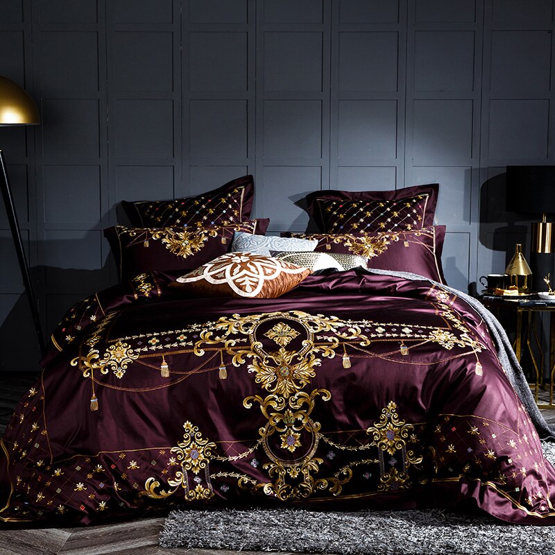 Ozmundo Egyptian Cotton Tribute Silky Luxury Duvet Cover Set Duvet Cover Set - Venetto Design Bedding set 1 / King size 4Pcs / Fitted sheet style Venettodesign.com