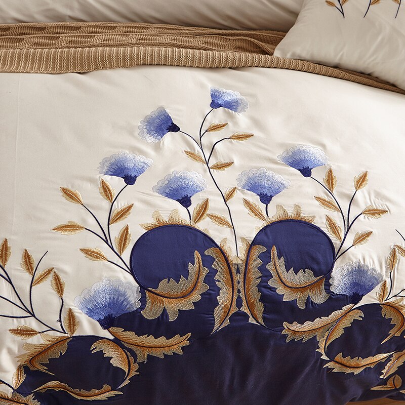 Zaydena Luxury Embroidered Egyptian Cotton Duvet Cover Set Duvet Cover Set - Venetto Design Venettodesign.com