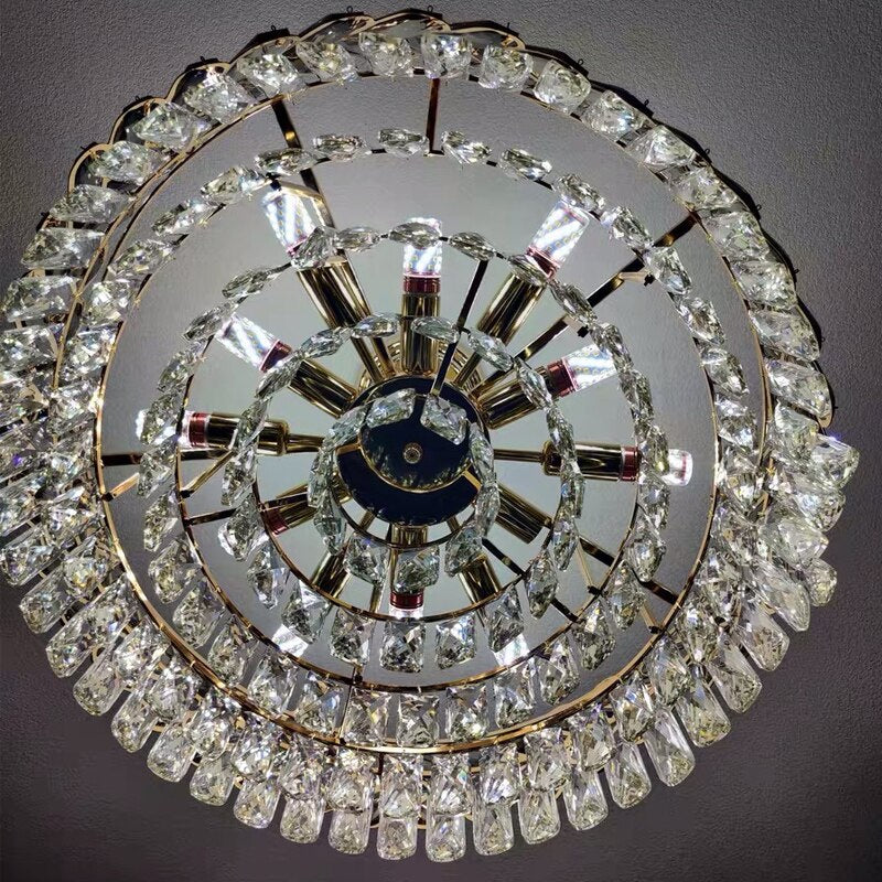 Ruby Three Tier Rounded Crystal Wrapped Chandelier Chandelier - Venetto Design Venettodesign.com