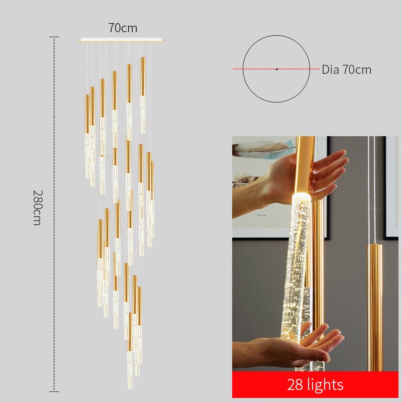 Mya Linear Copper And Crystal Strand Chandelier Chandelier - Venetto Design 28 lights / Warm light Venettodesign.com