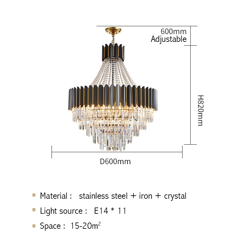 Logan Modern Stainless Steel Tiered Crystal Chandelier Chandelier - Venetto Design Dia60cm H82cm / Warm light Venettodesign.com